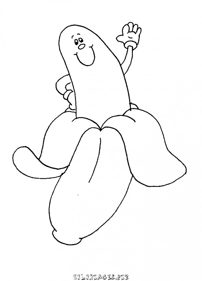 Coloriage Aliments Banane Te Salue Dessin Gratuit À Imprimer serapportantà Coloriage Banane 