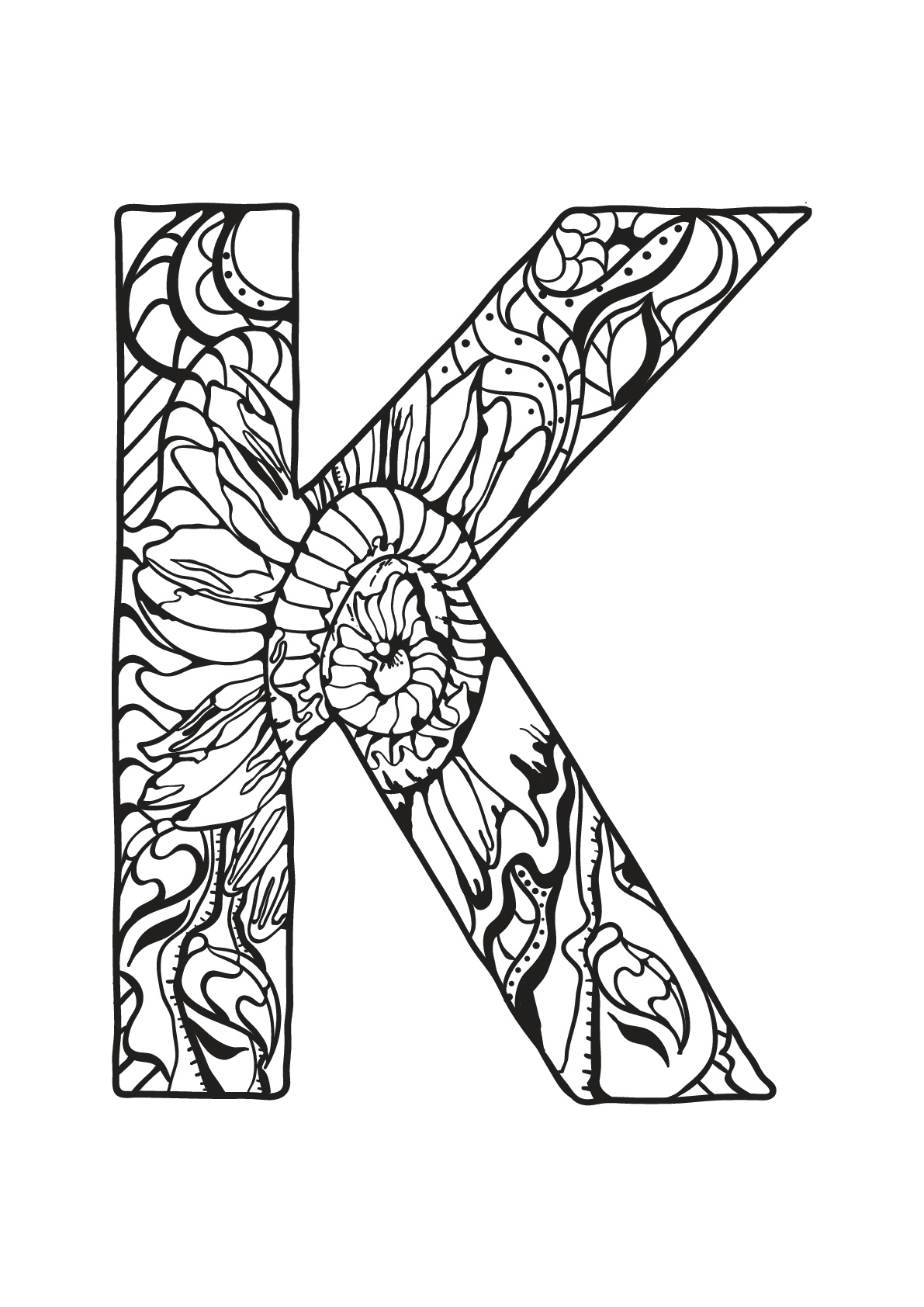 Coloriage-Alphabet-Lettre-K  Moncoloriage.fr destiné Dessin Alphabet