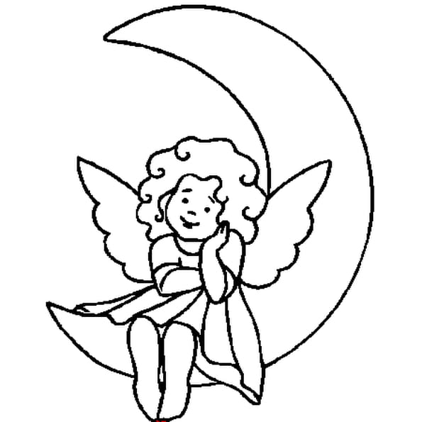 Coloriage Ange Sur La Lune En Ligne Gratuit À Imprimer encequiconcerne Dessin De Lune A Imprimer