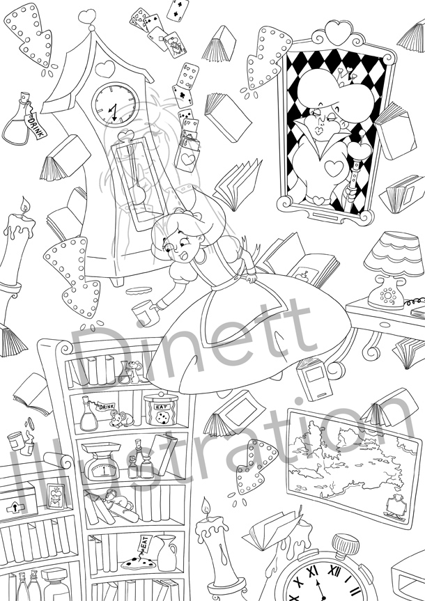 Coloriage Anti-Stress Alice Au Pays Des Merveilles - Dinett Illustration encequiconcerne Coloriage Alice Au Pays Des Merveilles 