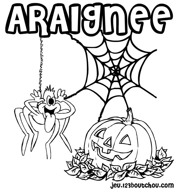 Coloriage Araignée Rigolote Et Citrouille Halloween tout Coloriage Citrouille À Imprimer 