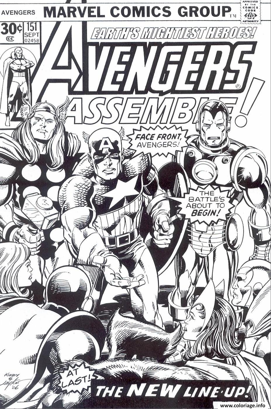 Coloriage Avengers Marvel Comics Cover - Jecolorie à Avengers Coloriage 