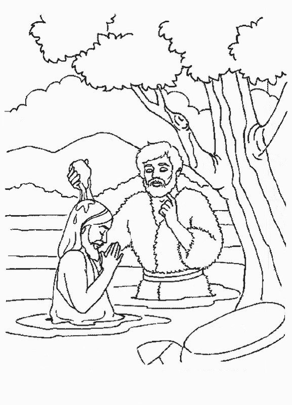 Coloriage Baptême De Jésus Dans Le Fleuve destiné Dessin De Bapteme A Imprimer