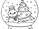 Coloriage Boule A Neige Decoration Noel Avec Sapin Et Bonhomme De Neige tout Dessins Boules De Noel