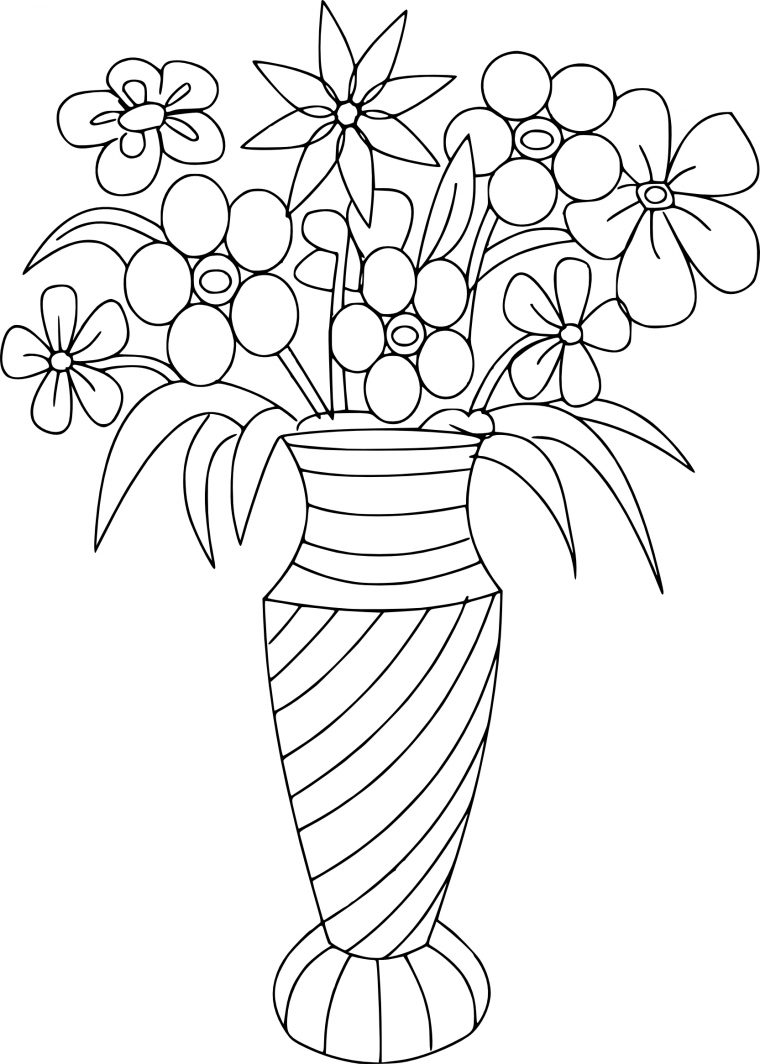 Coloriage Bouquet De Fleurs À Imprimer destiné Fleur A Dessiner Facile