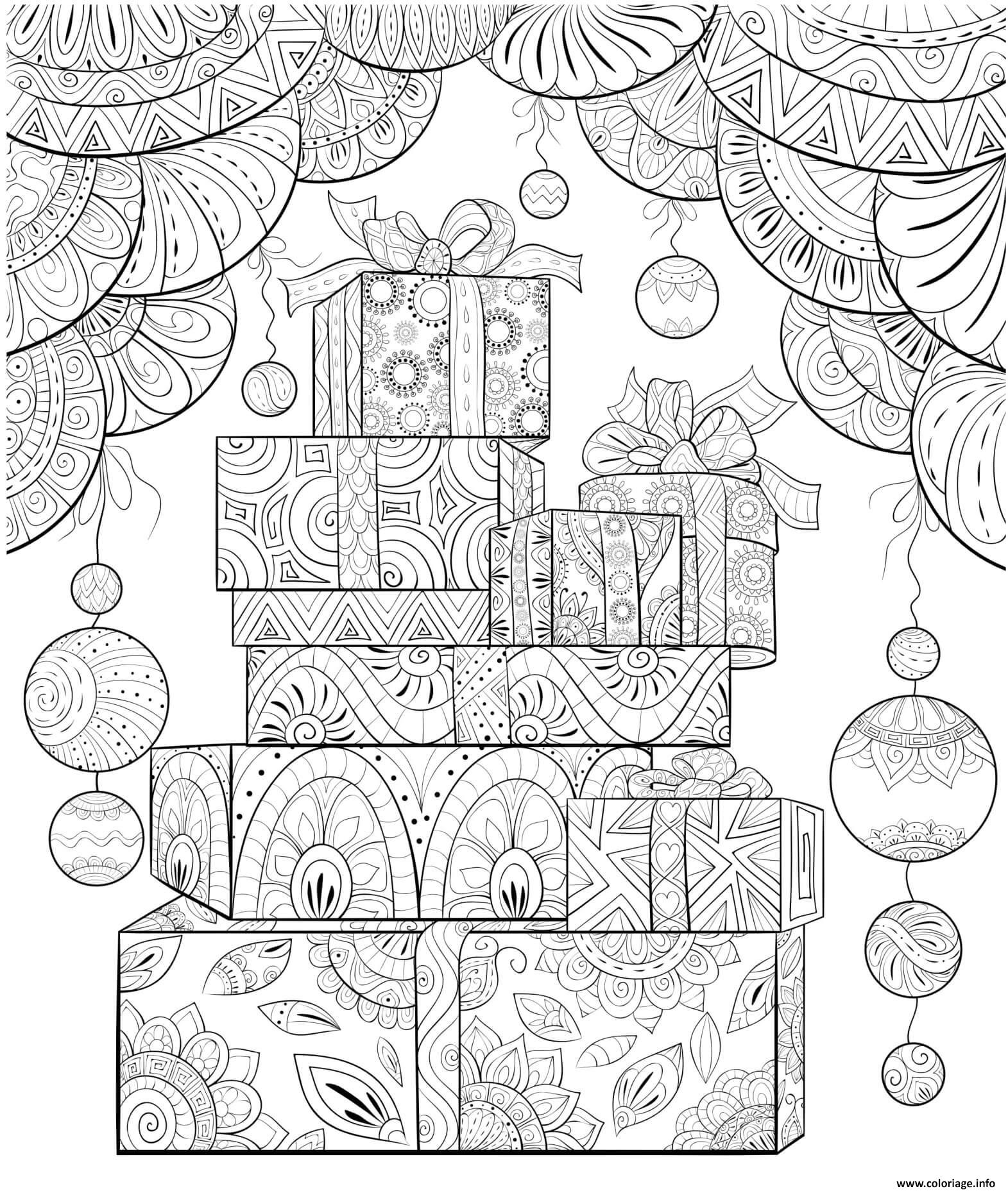 Coloriage Cadeaux De Noel Mandala Anti Stress Dessin Noel Adulte À Imprimer pour Coloriage Noël Gratuit Imprimer 