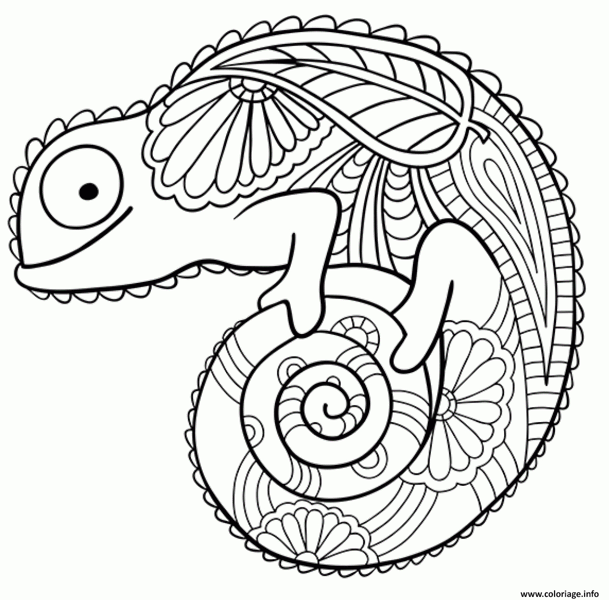 Coloriage Cameleon Animal De La Jungle Dans Une Foret Tropicale Dessin avec Coloriage De Foret A Imprimer 