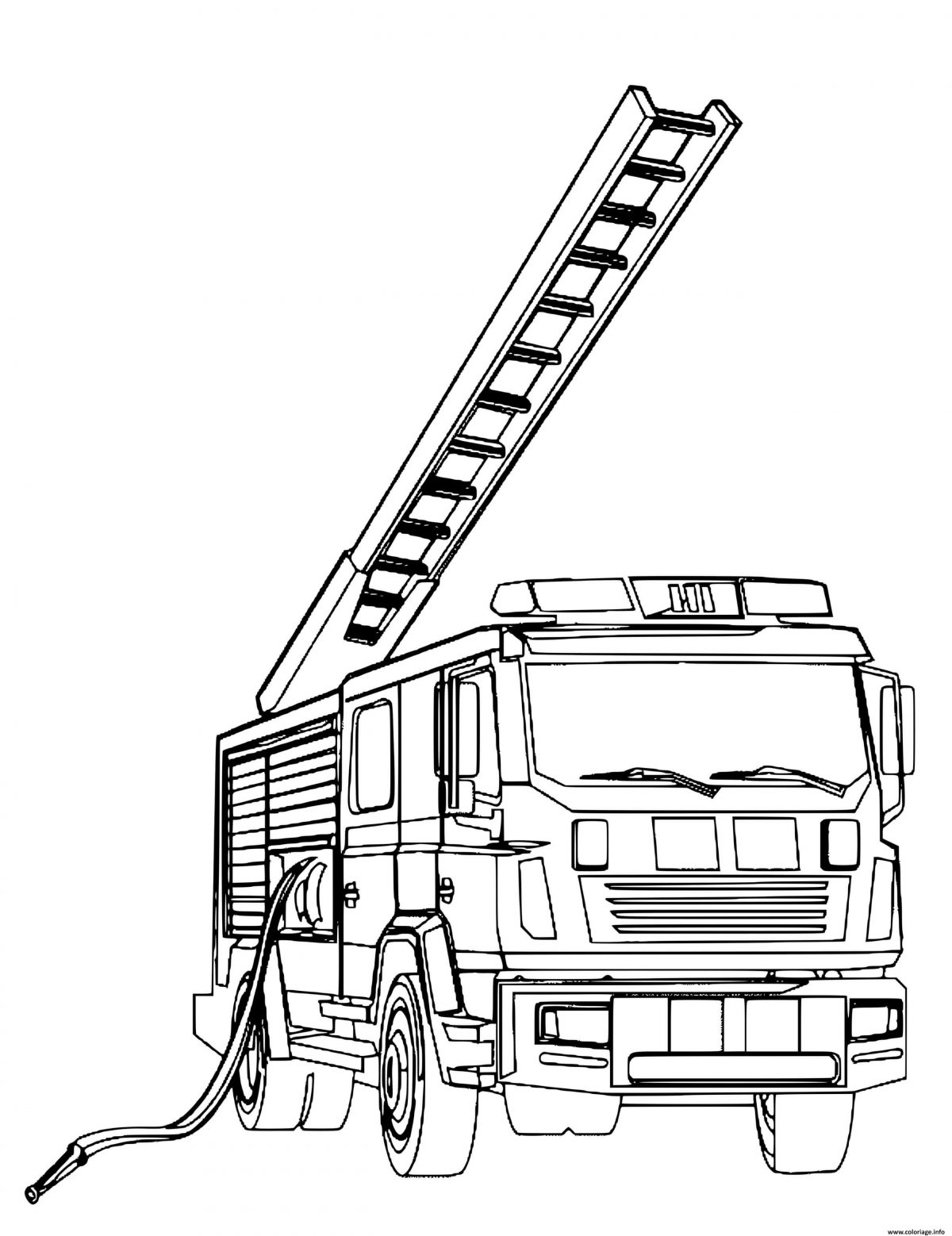 Coloriage Camion De Pompier Avec Une Echelle Dessin Pompier À Imprimer intérieur Dessin De Camion