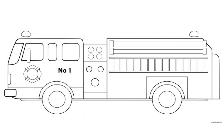 Coloriage Camion De Pompier Simple Et Bien Dessine Dessin Camion De à Dessin De Camion