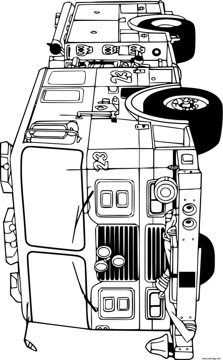 Coloriage Camion De Pompier Vehicule Dessin Pompier À Imprimer dedans Coloriage Pompier