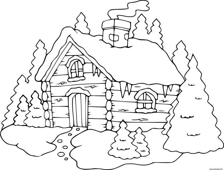 Coloriage Chalet Hiver Maison Hivernage Dessin Hiver À Imprimer tout Coloriage Hiver