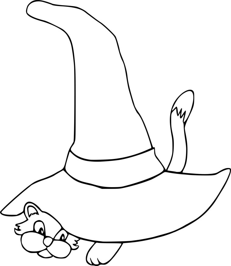 Coloriage Chapeau Et Chat De Sorcière À Imprimer Sur Coloriage De tout Chapeau À Colorier