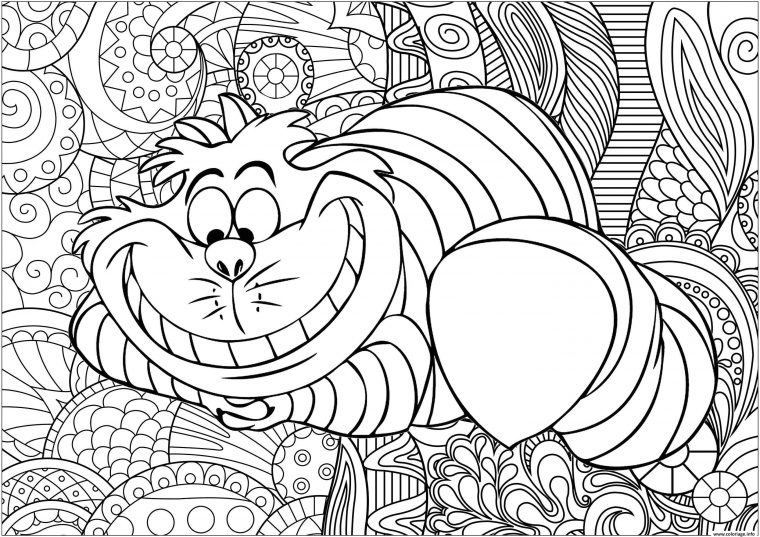 Coloriage Chat Cheshire Alice Au Pays Des Merveilles Dessin Chat À Imprimer serapportantà Coloriage À Imprimer