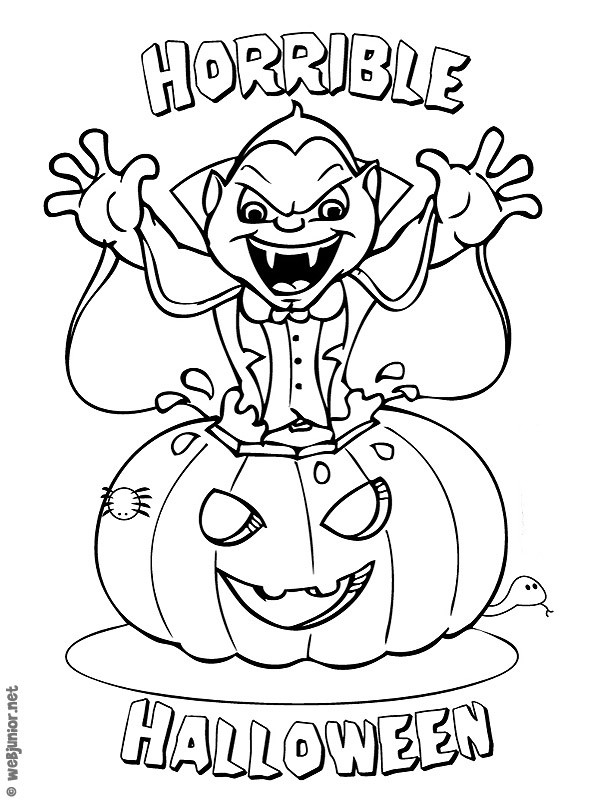Coloriage Citrouille D&amp;#039;Halloween Et Dracula Dessin Gratuit À Imprimer intérieur Coloriage De Citrouille A Imprimer 