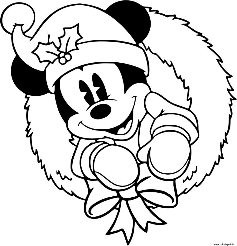 Coloriage Classic Mickey In A Wreath Dessin Noel Disney À Imprimer encequiconcerne Image Noel À Imprimer