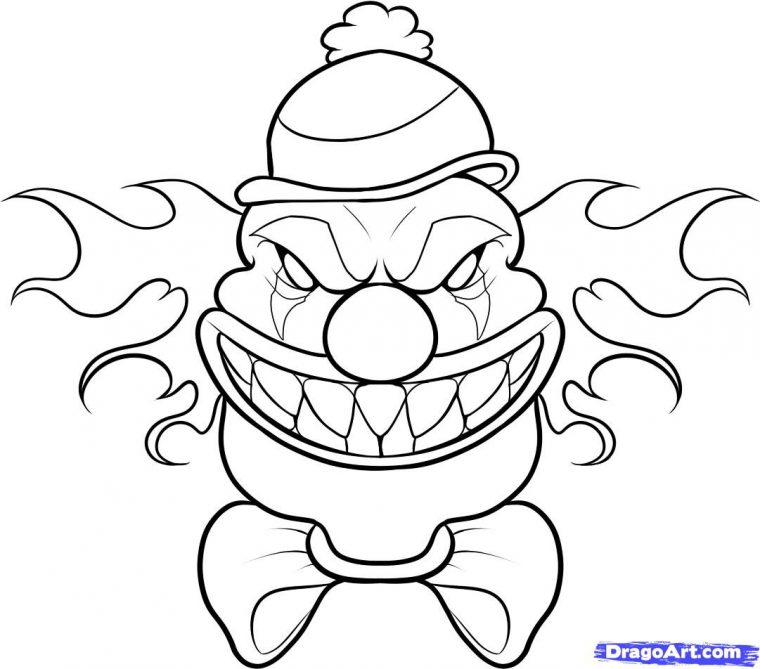 Coloriage Clown Halloween  Scary Clown Coloring Page Free Printable pour Image De Clown A Colorier