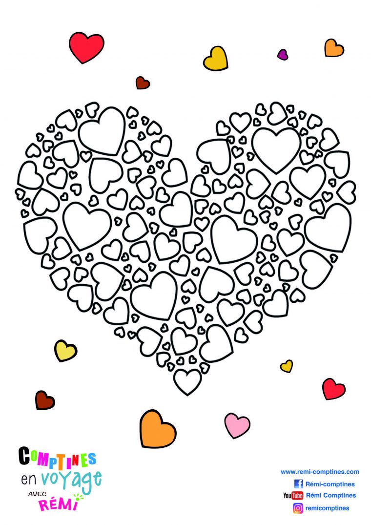 Coloriage Cœurs  Remi – Comptines Et Jeux De Doigts encequiconcerne Coloriage En Coeur