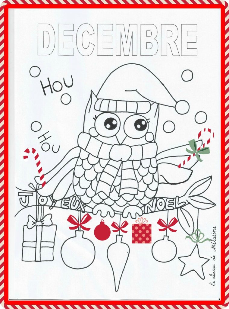 Coloriage De Décembre – La Classe De Mélusine  Coloriage Noel, Noel serapportantà Mois À Colorier Maternelle