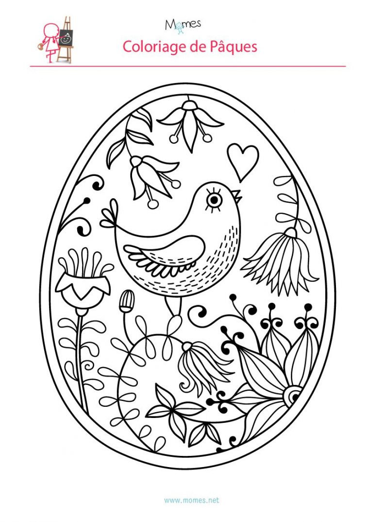 Coloriage De L'Oeuf De Pâques À L'Oiseau  Coloriage Paques, Coloriage concernant Oeuf De Paques A Colorier