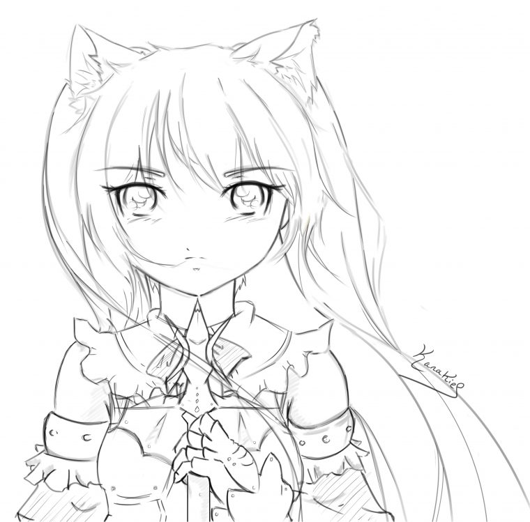 Coloriage De Manga Unique Dessin De Manga Fille Avec Un Chat A Imprimer dedans Coloriage À Imprimer De Fille