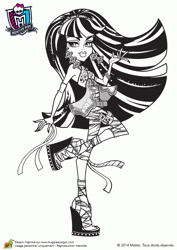 Coloriage De Monster High, Cleo De Nile Cheveux Au Vent pour Dessin A Imprimer Gratuit Monster High 