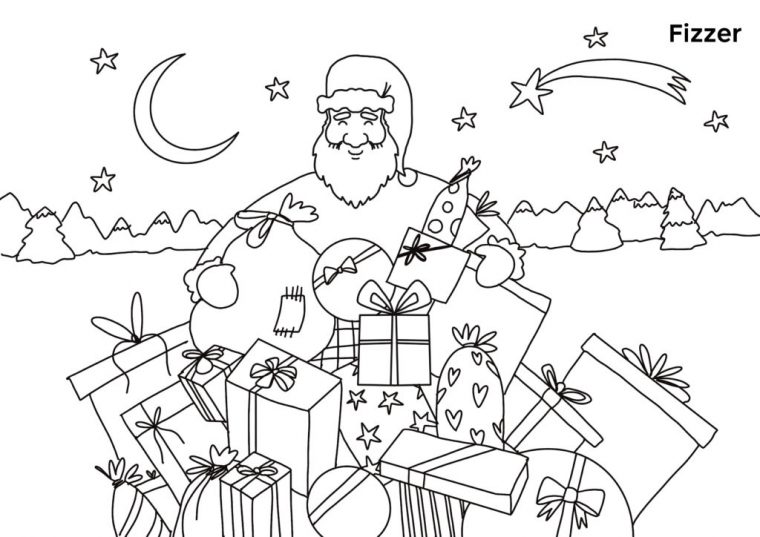 Coloriage De Noël Féérique À Imprimer Pour Enfants  Fizzer encequiconcerne Dessin De Père Noël