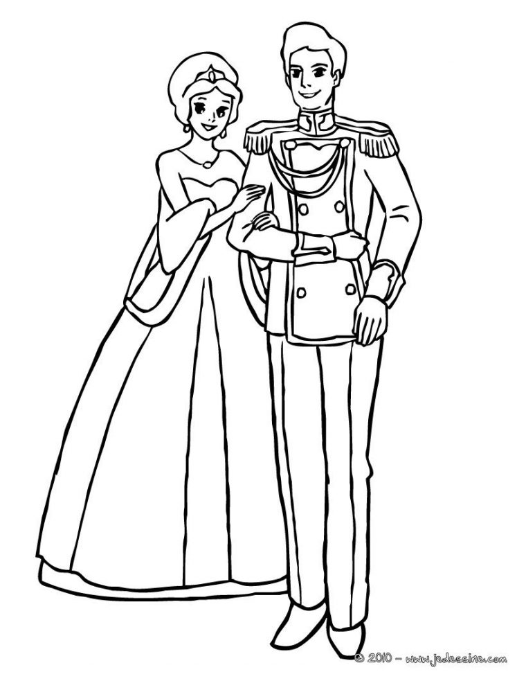 Coloriage De Princesse – La Princesse Et Le Prince Sont Amoureux serapportantà Coloriage Prince