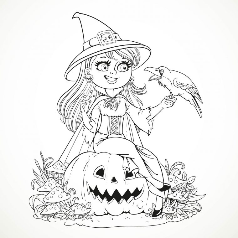 Coloriage De Sorcière – Coloriage Gratuit Imprimer avec Image Halloween À Imprimer Gratuit