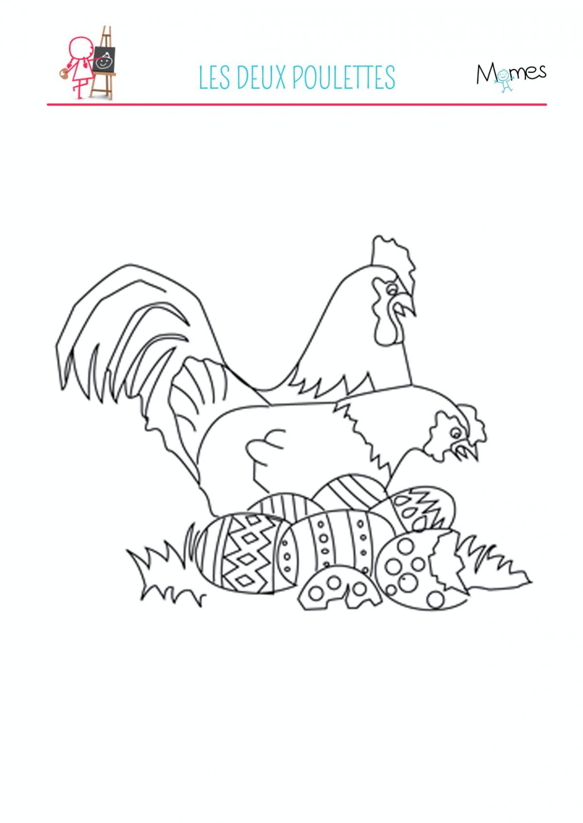 Coloriage Des Poules De Pâques  Momes avec Coloriage Poule