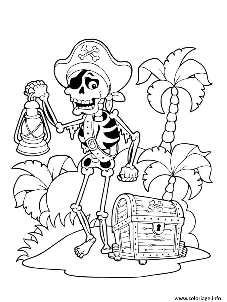 Coloriage Dessin Pirate Squelette Ile Tresor Palmier Dessin serapportantà Squelette A Colorier 