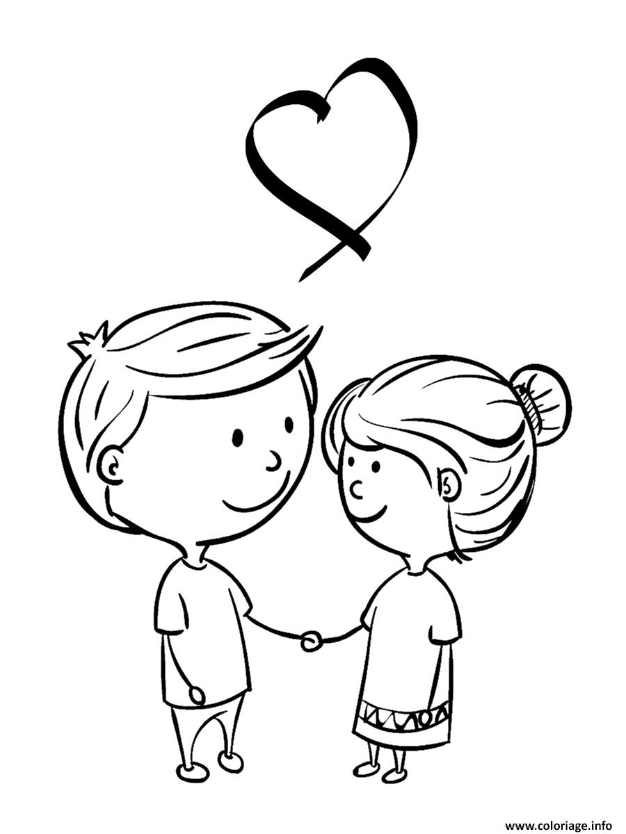 Coloriage Deux Amoureux Saint Valentin Dessin St-Valentin À Imprimer concernant Coloriage D Amour 