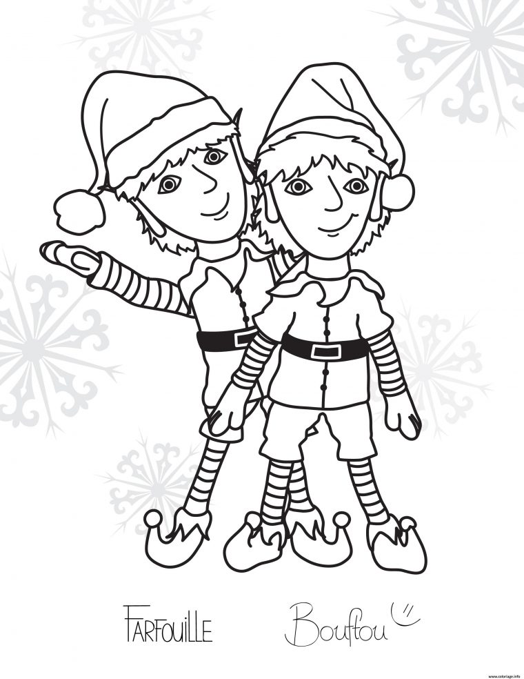 Coloriage Deux Lutins De Noel Jumeaux Dessin concernant Dessin A Colorier De Noel