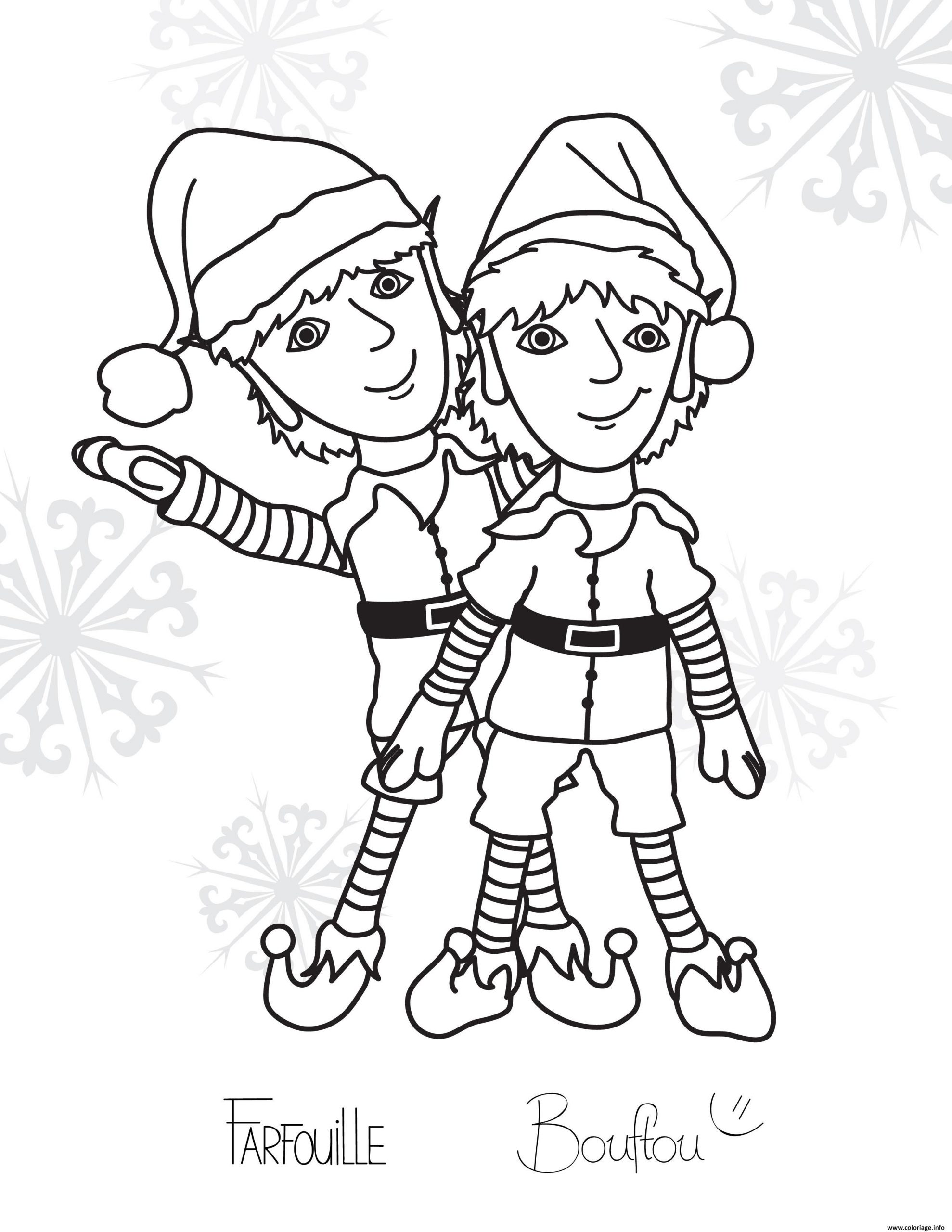 Coloriage Deux Lutins De Noel Jumeaux Dessin concernant Dessin A Colorier De Noel 