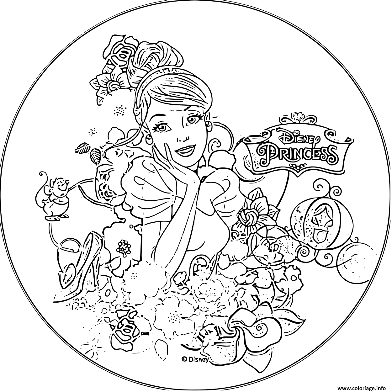 Coloriage Disney Princesse Cendrillon 1950 Dessin Princesse Disney À concernant Coloriages Disney