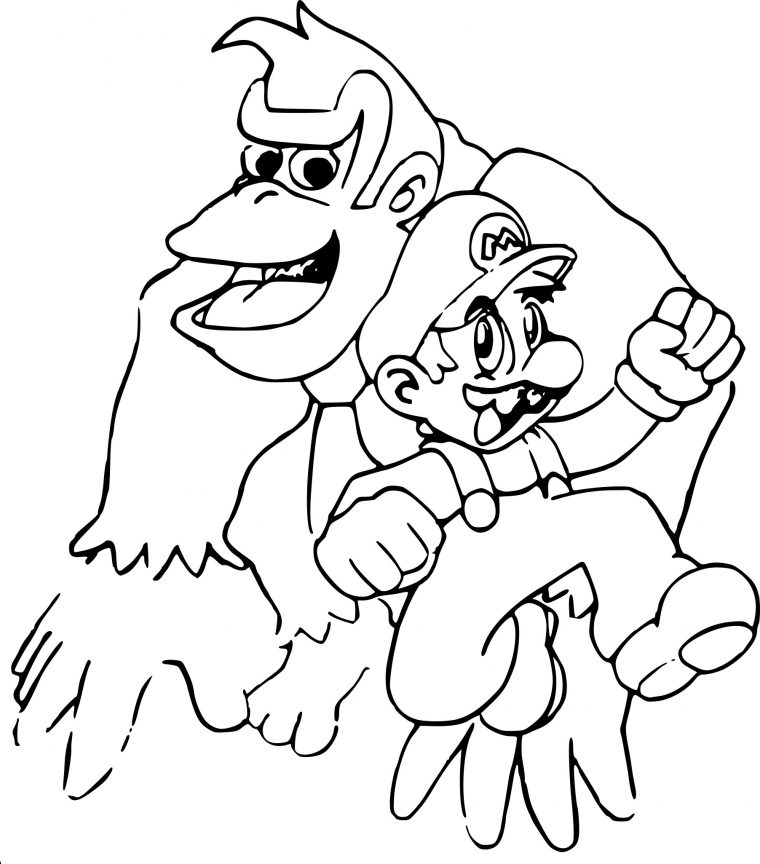 Coloriage Donkey Kong Et Mario À Imprimer intérieur Mario A Colorier