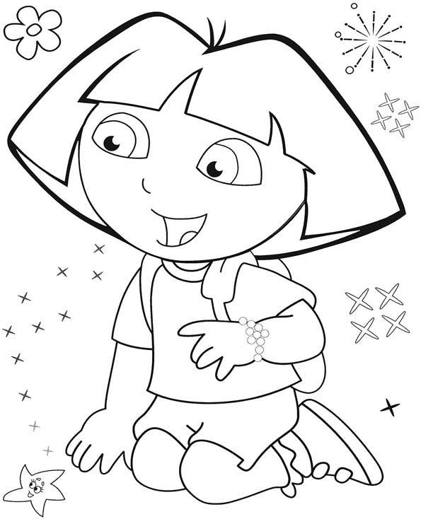 Coloriage Dora 4  Momes dedans Jeux De Dora Coloriage Gratuit 