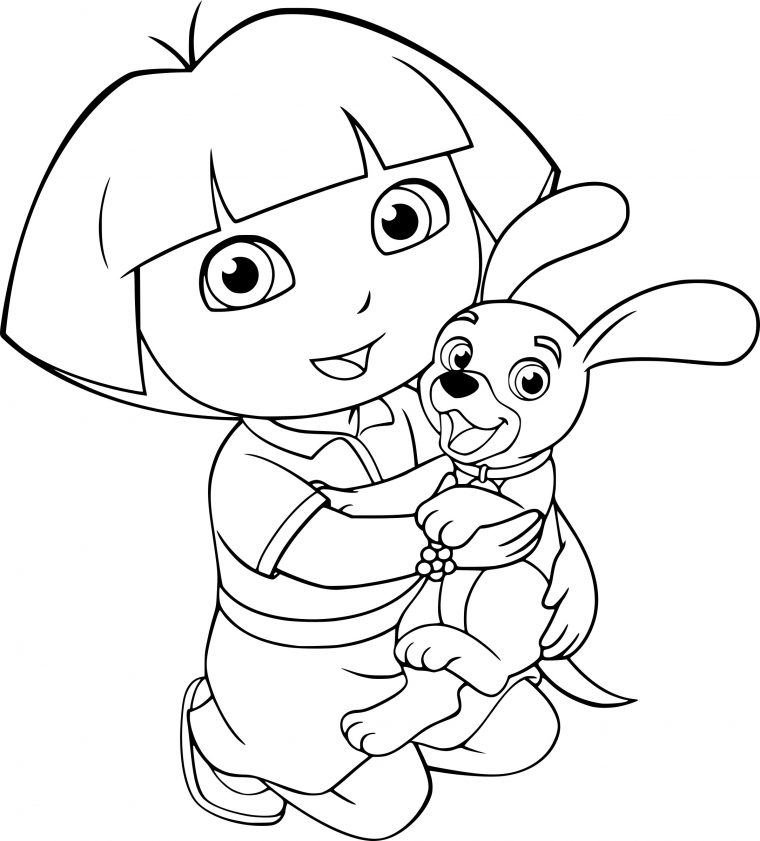 Coloriage Dora Et Son Chien À Imprimer Sur Coloriages à Image A Colorier Dora