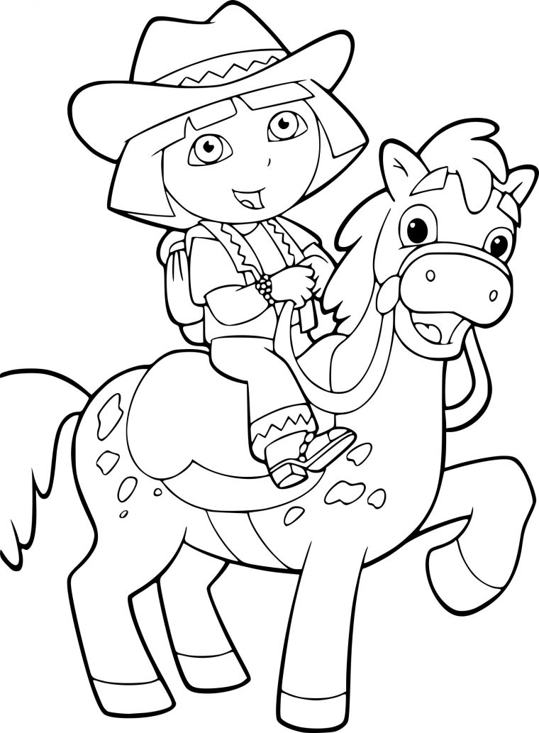 Coloriage Dora Sur Un Cheval À Imprimer Sur Coloriages avec Coloriage Dora