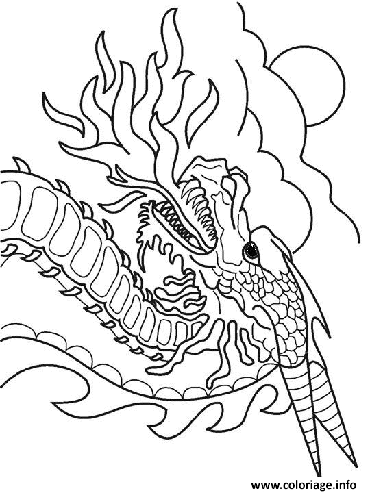 Coloriage Dragon Chinois Visage Dessin Dragon À Imprimer intérieur Coloriage En Ligne Dragon 