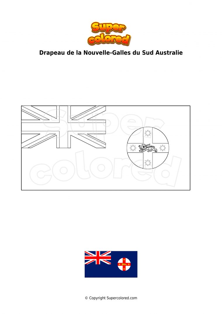 Coloriage Drapeau De La Nouvelle-Galles Du Sud Australie – Supercolored concernant Drapeau Australie Coloriage