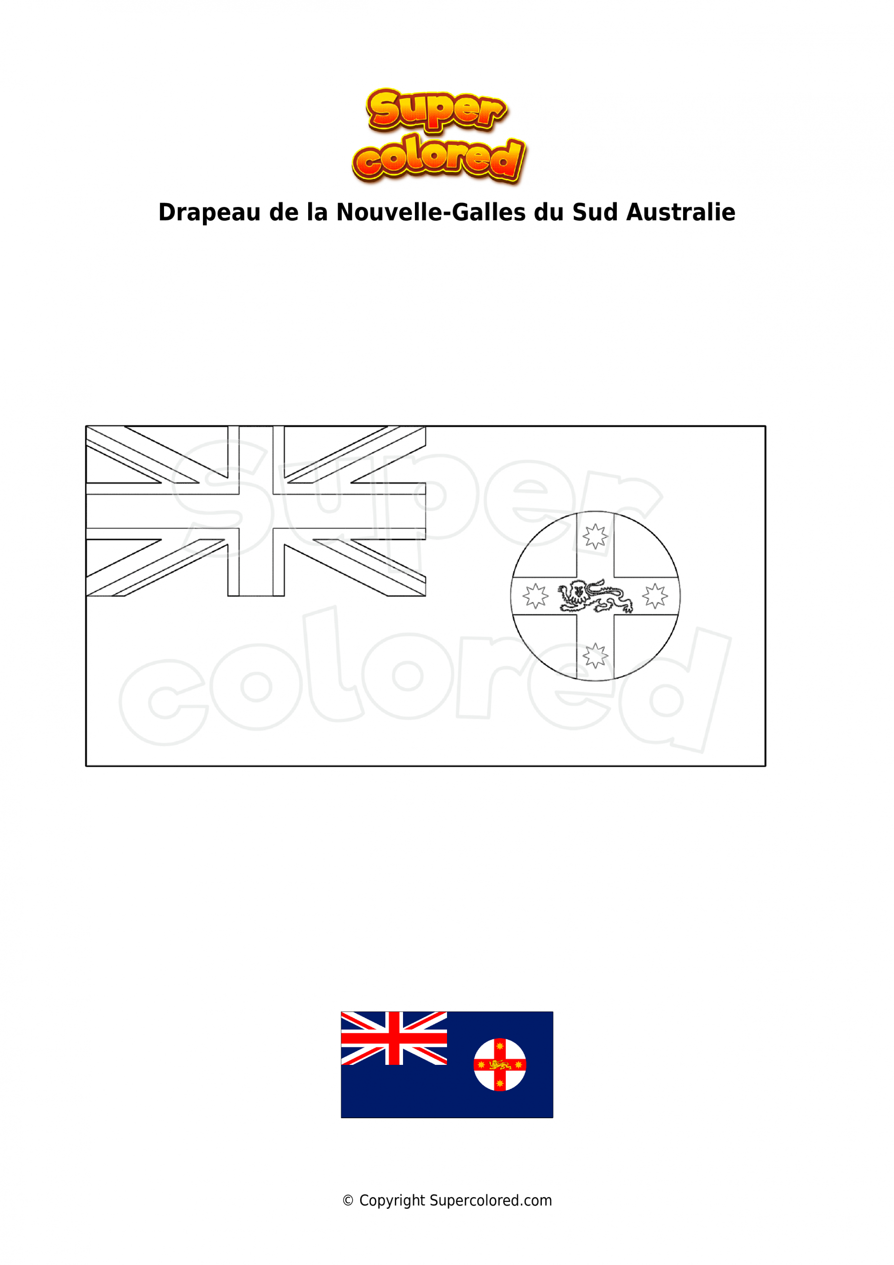 Coloriage Drapeau De La Nouvelle-Galles Du Sud Australie - Supercolored concernant Drapeau Australie Coloriage 