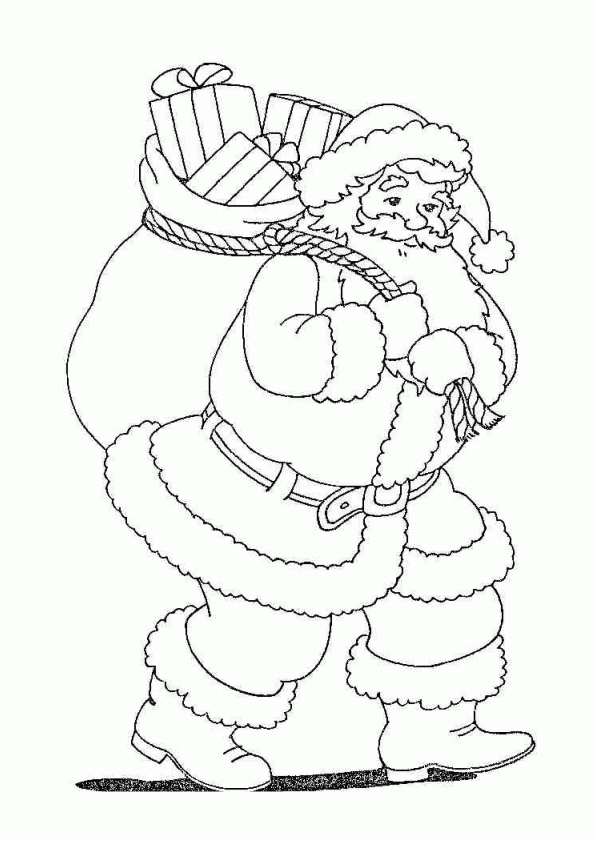 Coloriage Du Père Noël Avec Sac Plein De Cadeaux encequiconcerne Dessin Père Noel À Imprimer Gratuit 
