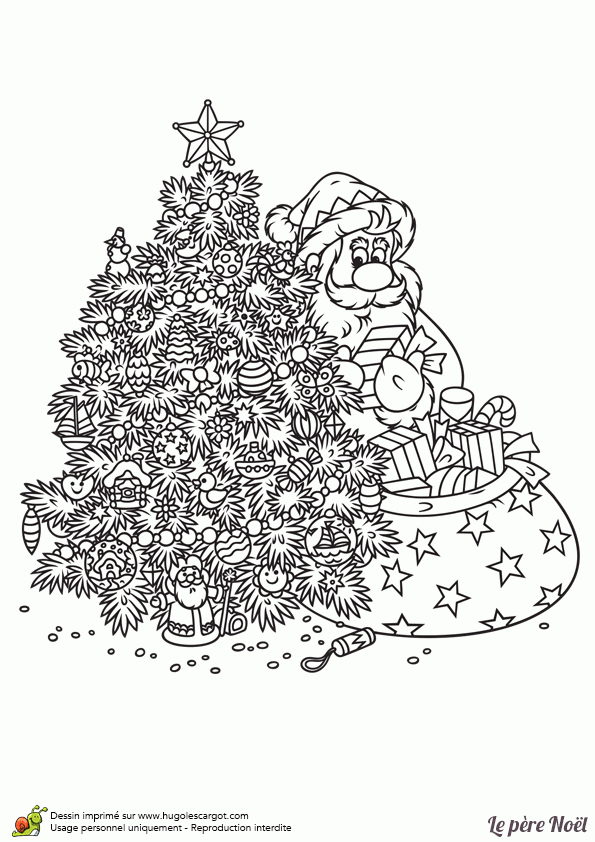 Coloriage Du Père Noël En Train De Déposer Des Jouets Au Pied Du Sapin tout Coloriage De Noel Difficile 