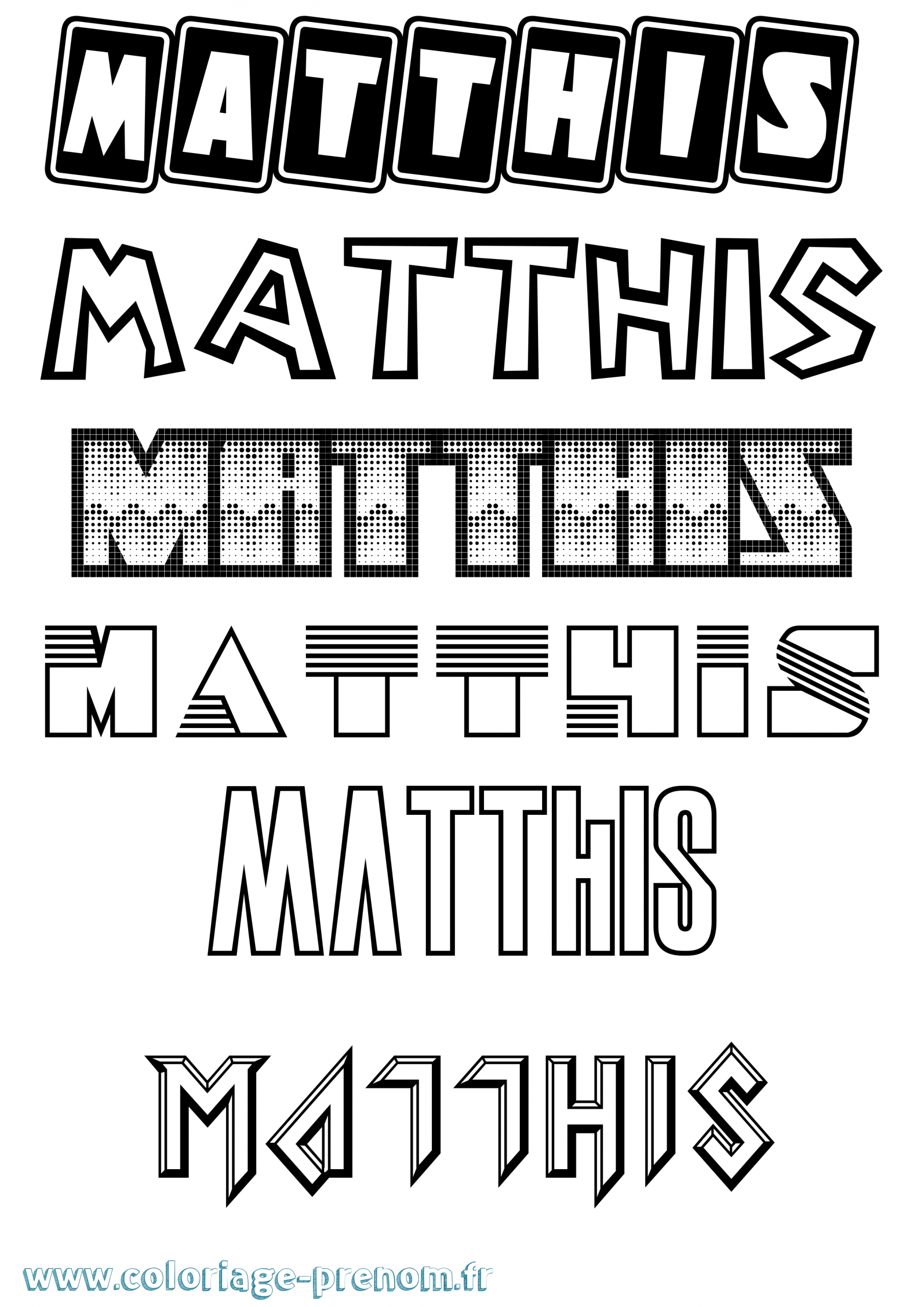 Coloriage Du Prénom Matthis : À Imprimer Ou Télécharger Facilement concernant Prenom Garcon Mathis