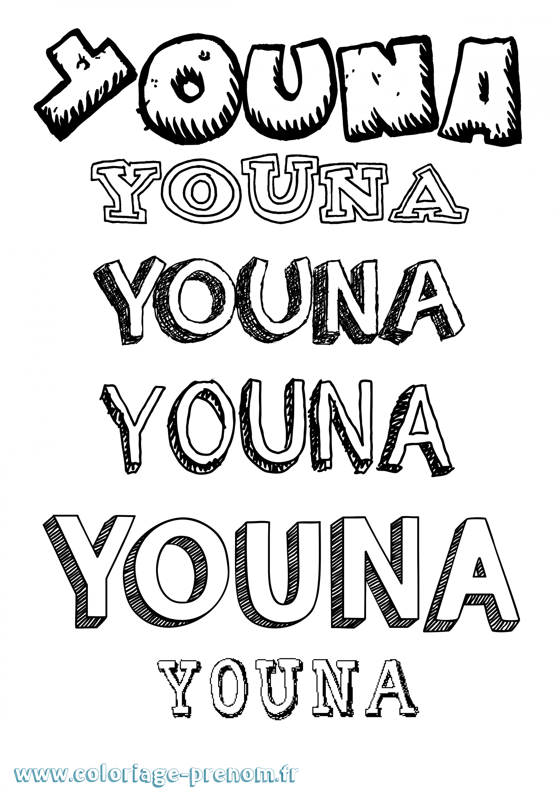 Coloriage Du Prénom Youna : À Imprimer Ou Télécharger Facilement à Prénom Simple Fille 