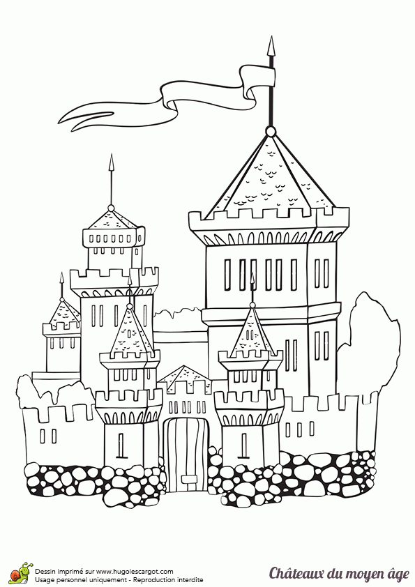 Coloriage D'Un Château Du Moyen Âge Élégant intérieur Coloriage Chateau