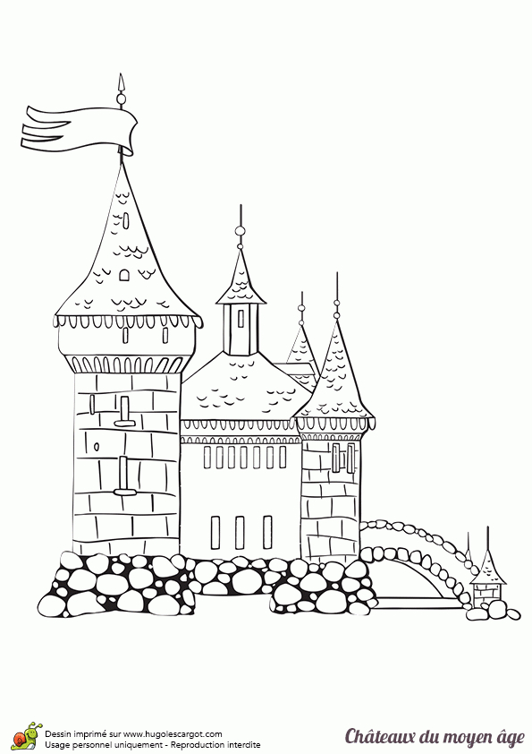 Coloriage D&amp;#039;Un Château Du Moyen Âge Simple Et Facile À Colorier concernant Coloriage À Imprimer Chateau De Princesse 