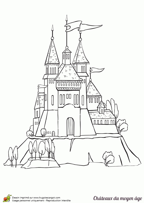 Coloriage D&amp;#039;Un Château Du Moyen Âge Tout En Hauteur destiné Chateau De Princesse À Colorier 