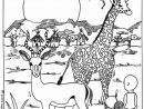 Coloriage D'Un Paysage De Savane Avec Des Girafes Et Un Beau Décor dedans Coloriage Animaux Savane