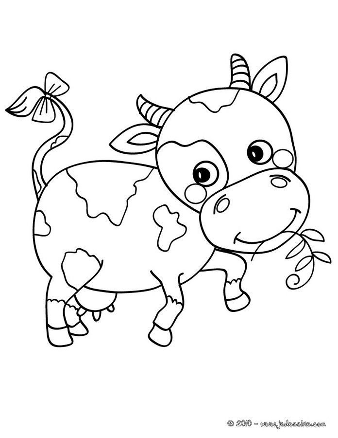 Coloriage D'Une Petite Vache Avec Un Brin D'Herbe Dans La Bouche Et Un destiné Dessin A Colorier Vache